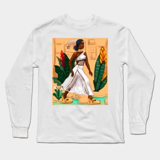 African American Woman Black Afro Melanin beauty Queen Long Sleeve T-Shirt